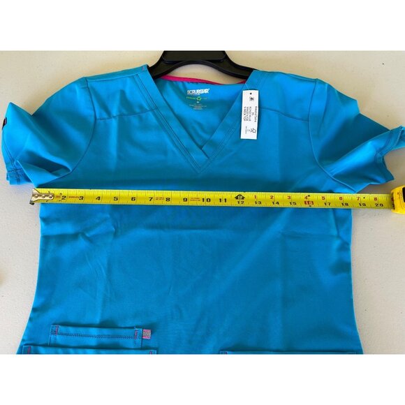 Scrubstar Womens XS V-Neck Scrub Top Bondi Blue With Pockets Recycled Polyester - Picture 5 of 8